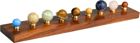 Handcrafted Gemstone Solar System Planetarium on Solid Wooden Base Decorative Astronomy Desk Model, Space Science Home & Office Decor Gift in Kuwait