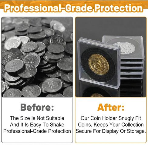 20Pcs Silver Dollar Coin Holder with 5 Sizes Black Adjustable Gaskets, Clear Acrylic Coin Cases Collection Holders for Coin Collection Supplies Collectors Dollars Pounds Cent (17.5mm-40mm) in Kuwait