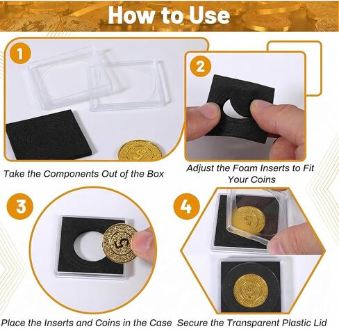 20Pcs Silver Dollar Coin Holder with 5 Sizes Black Adjustable Gaskets, Clear Acrylic Coin Cases Collection Holders for Coin Collection Supplies Collectors Dollars Pounds Cent (17.5mm-40mm) in Kuwait