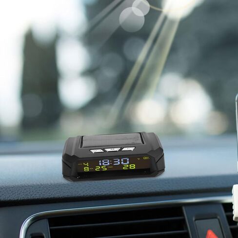 Zerodeko Solar Powered Car Dashboard Digital Clock Thermometer with Date Display Portable Mini Automotive Gauge for Truck and Car Interior in Kuwait