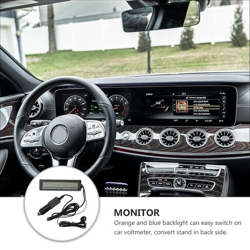 ساعة جارفالون الإلكترونية للسيارة مع شاشة LED مزدوجة لمراقبة درجة الحرارة والجهد، ومقياس حرارة رقمي تلقائي 12 فولت مع لون برتقالي وضوء للمركبة الداخلية in Kuwait