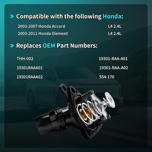 مجموعة مبيت منظم حرارة مبرد المحرك مع مستشعر يناسب Honda Accord 2003-2007، Honda Element 2003-2011 2.4L - يستبدل 19301-RAA-A01، 19320-RAA-A01 in Kuwait