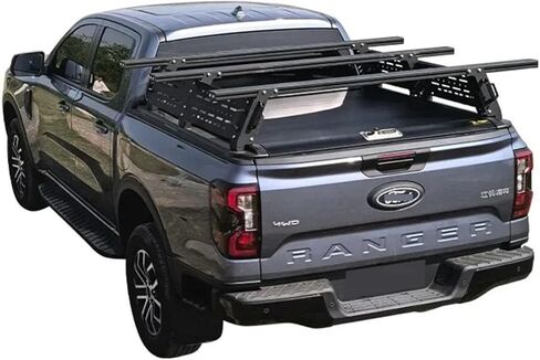Pickup Truck Bed Canopy Semi‑High Removable Aluminum Camper Shell with Roof Rack Heavy‑Duty Overlanding Cargo Storage Vehicle Conversion in Kuwait