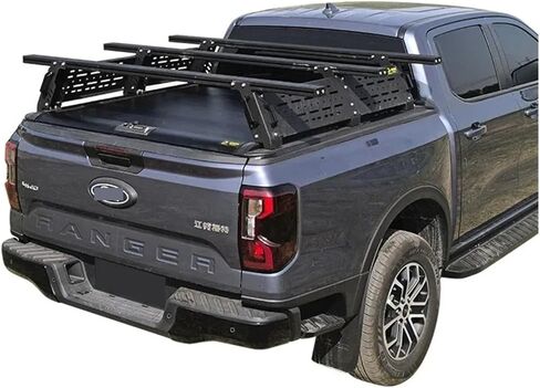 Pickup Truck Bed Canopy Semi‑High Removable Aluminum Camper Shell with Roof Rack Heavy‑Duty Overlanding Cargo Storage Vehicle Conversion in Kuwait
