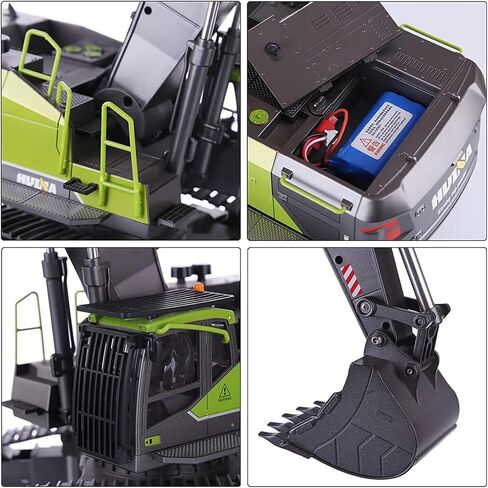 حفارة التحكم عن بعد لـ 1593، 1:14 22CH 2.4G RC حفارة جميع التضاريس، مركبة بناء هندسية معدنية مع أضواء LED وقمرة قيادة دوارة 360 درجة in Kuwait