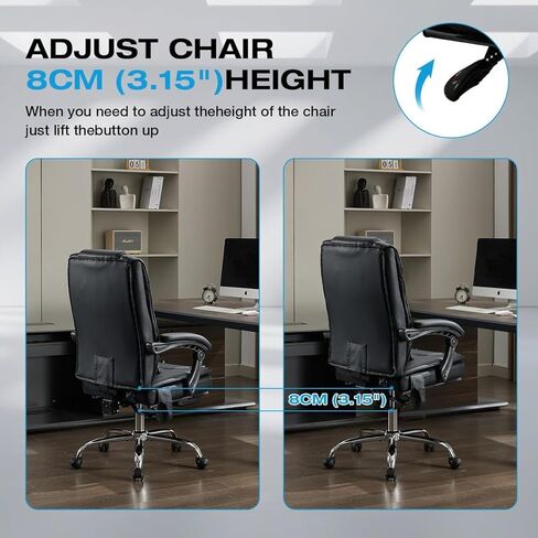 BOSMILLER 500lbs Big and Tall Office Chair, 6-Points Massage Office Chair, Executive Heated Desk Chair with Adjustable Footrest, Reclining High Back for Home Office in Saudi Arabia