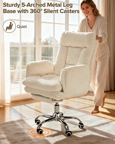 Multifunctional Big and Tall Office Chair with Footrest, 180° Reclining Comfy Computer Gaming Chair with Flip-Up Armrests for Pets & Cross-Leg Sitting, Ergonomic Desk Chair for Work, Gaming & Nap in Kuwait