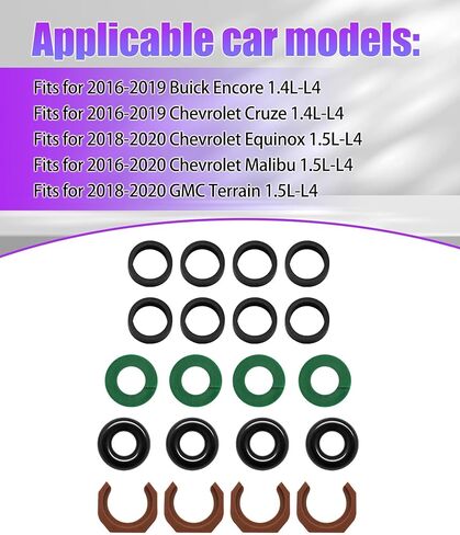 4 Sets 55577403 Fuel Injector Seal Kit Compatible with 2016-2019 Chevrolet Cruze 1.4L-L4,2016-2020 Chevrolet Malibu 1.5L-L4,2018-2020 Chevrolet Equinox 1.5L-L4 in Kuwait