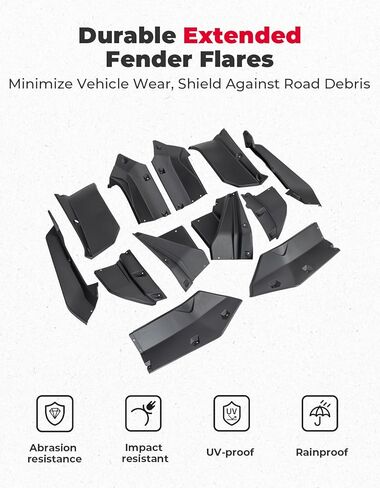 مشاعل KEMIMOTO Fender متوافقة مع Kawasaki Teryx KRX4 1000 2023 2024 2025 2026، XXL أوسع واقيات الطين اللوحات الطينية، مشاعل أمامية خلفية ممتدة للغاية HDPE in Kuwait
