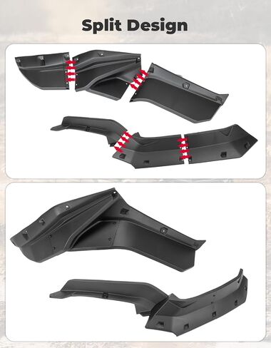 مشاعل KEMIMOTO Fender متوافقة مع Kawasaki Teryx KRX4 1000 2023 2024 2025 2026، XXL أوسع واقيات الطين اللوحات الطينية، مشاعل أمامية خلفية ممتدة للغاية HDPE in Kuwait