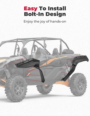 مشاعل KEMIMOTO Fender متوافقة مع Kawasaki Teryx KRX4 1000 2023 2024 2025 2026، XXL أوسع واقيات الطين اللوحات الطينية، مشاعل أمامية خلفية ممتدة للغاية HDPE in Kuwait