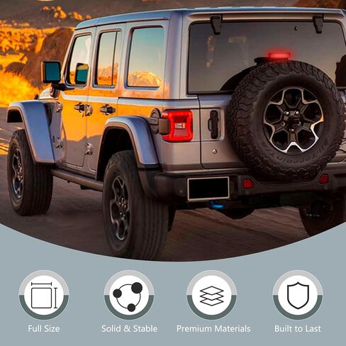 حامل الإطارات الاحتياطية القابل للتعديل من أجل Wrangler JL متوافق مع 2018-2026 Jeep Wrangler JL JLU، رفع الإطارات حتى 40 بوصة مع ضوء الفرامل الثالث وفتحة كاميرا الرؤية الخلفية (الكاميرا غير متضمنة) in Kuwait
