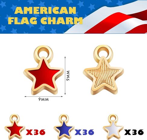 Kenning 108 Pcs 4th of July Patriotic Mini Star Charms for Jewelry Making Women Red Blue White Enamel Pendant 250th Anniversary Memorial Day Decorations for Necklace Bracelet Earrings DIY Craft in Kuwait