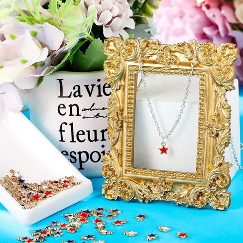 Kenning 108 Pcs 4th of July Patriotic Mini Star Charms for Jewelry Making Women Red Blue White Enamel Pendant 250th Anniversary Memorial Day Decorations for Necklace Bracelet Earrings DIY Craft in Kuwait