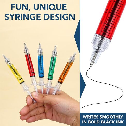 Mr. Pen- Syringe Pens with Holder, 60 Pack, Black Ink, Retractable, Smooth Writing Syringe Pens for Nurses in Kuwait