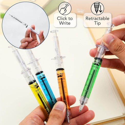 Mr. Pen- Syringe Pens with Holder, 60 Pack, Black Ink, Retractable, Smooth Writing Syringe Pens for Nurses in Kuwait