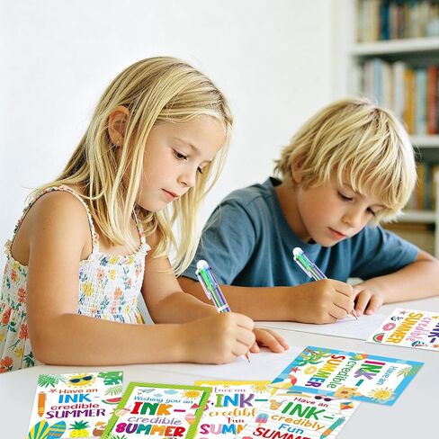 Fancy Land 30 Pcs End of Year Student Gifts from Teacher 6 in 1 Multi Color Retractable Ballpoint Pen with Tag Cards Kindergarten Preschool Graduation Summer Gifts Bulk for Kids Last Day of School in Kuwait