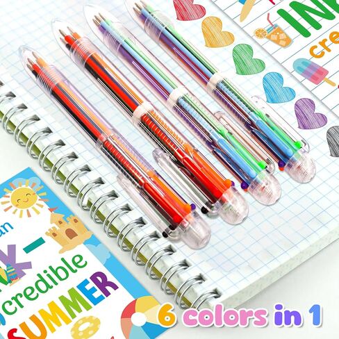 Fancy Land 30 Pcs End of Year Student Gifts from Teacher 6 in 1 Multi Color Retractable Ballpoint Pen with Tag Cards Kindergarten Preschool Graduation Summer Gifts Bulk for Kids Last Day of School in Kuwait
