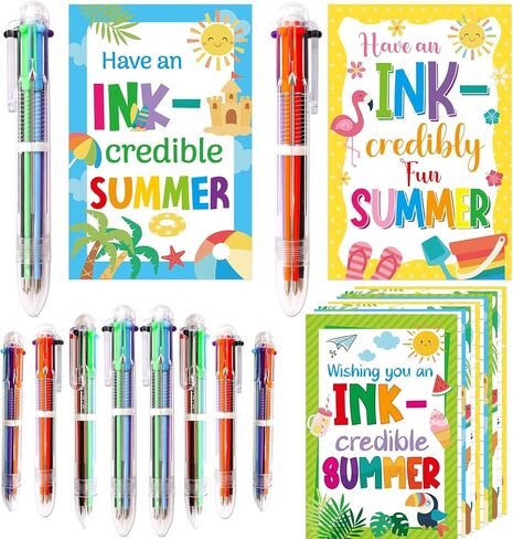 Fancy Land 30 Pcs End of Year Student Gifts from Teacher 6 in 1 Multi Color Retractable Ballpoint Pen with Tag Cards Kindergarten Preschool Graduation Summer Gifts Bulk for Kids Last Day of School in Kuwait
