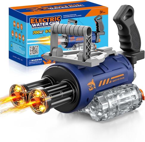 Gatling Automatic Electric Water Gun for Adults Kids, Dual Barrel Squirt Gun with 29.5FT Long Range, High Capacity Super Soaker Water Gun Water Toy for Beach Swimming Outdoor in Kuwait