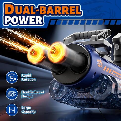 Gatling Automatic Electric Water Gun for Adults Kids, Dual Barrel Squirt Gun with 29.5FT Long Range, High Capacity Super Soaker Water Gun Water Toy for Beach Swimming Outdoor in Kuwait
