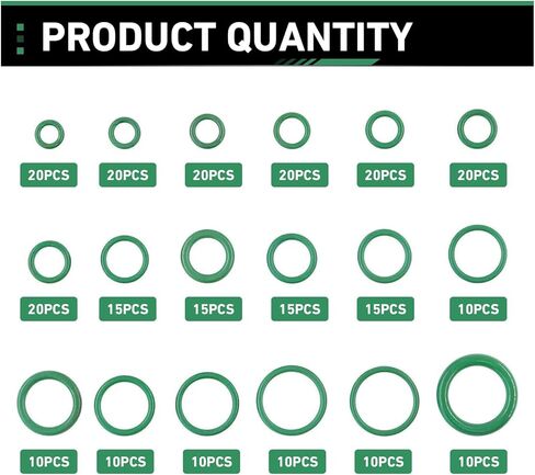 270PCS Seal Gasket Washers, Seal Rubber Car Air Conditioning O Ring Kit, 18 Sizes Auto Air Conditioning Compressor Seal O-Ring Assortment Set, Universal for Door, Window, Home Appliances in Kuwait