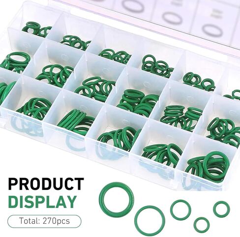 270PCS Seal Gasket Washers, Seal Rubber Car Air Conditioning O Ring Kit, 18 Sizes Auto Air Conditioning Compressor Seal O-Ring Assortment Set, Universal for Door, Window, Home Appliances in Kuwait