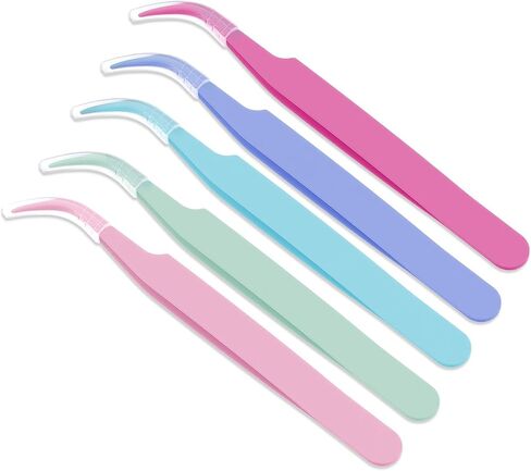 5PCS Lash Extension Tweezers,Stainless Steel Lash Applicator Tools Multipurpose Tweezers for Intricate Projects Scrapbooking Cardmaking Stickers Isolation Nail Art DIY Craft Projects in Kuwait
