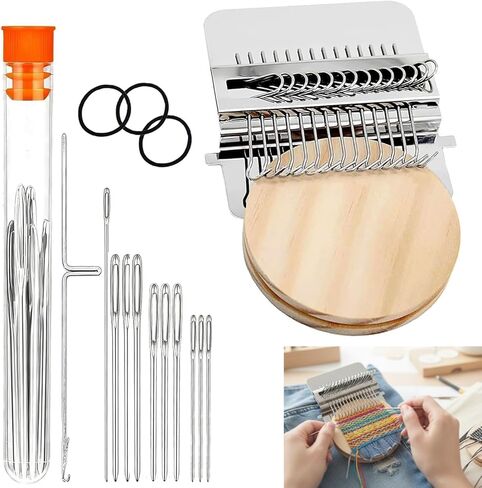 2026 New Knit Patch Kit-PatchMaker 2.0 Kit, Portable Patch Darning Loom Kit, Patchwork Weaving Tool Set for Quickly Sewing Repair, Loom Knitting Kit for Beginners (14 Hooks) in Kuwait