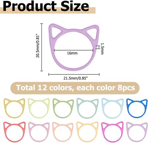 Hobbspring 96Pcs Cat Head Stitch Markers 12 Colors Baking Painted Iron Multicolor Metal Stitch Markers Accessories Tool for Handmade Sewing Weaving Counter Needle Clips Crochet Knitting in Kuwait