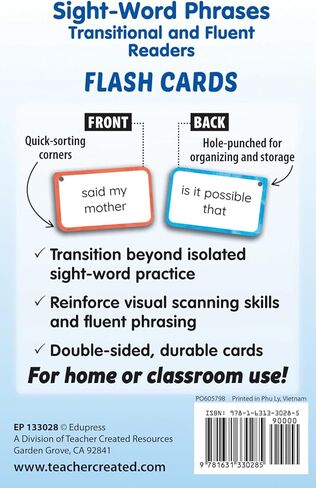 Teacher Created Resources Sight-Word Phrases - Transitional and Fluent Readers Flash Cards (TCR13302) in Kuwait