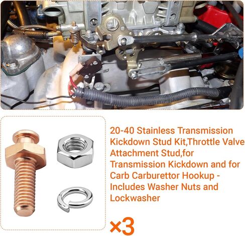20-40 Stainless Steel Transmission Kickdown Stud Kit, Throttle Valve Attachment Stud for Carburetor & Transmission Kickdown Hookup, Includes Nuts & Lock Washers - 3 Pack in Kuwait