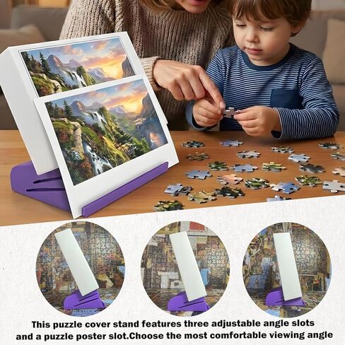 Puzzle Box Stand,Three Adjustable Angles Puzzle Lid Holder with Poster Slot, Anti-Reflective Holder, Universal Size for Comfortable Viewing, an Essential Tool for Puzzle Enthusiasts in Kuwait