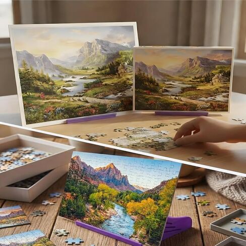 Puzzle Box Stand,Three Adjustable Angles Puzzle Lid Holder with Poster Slot, Anti-Reflective Holder, Universal Size for Comfortable Viewing, an Essential Tool for Puzzle Enthusiasts in Kuwait