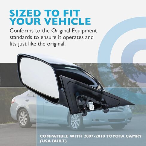 مرآة جانبية للسائق المباشر يمكن الاعتماد عليها لسيارة Toyota Camry (2007 2008 2009 2010 2011) قابلة لضبط الطاقة غير مطلية على اليسار وغير قابلة للطي وغير قابلة للطي للرؤية الخلفية الخارجية - TO1320215 in Saudi Arabia