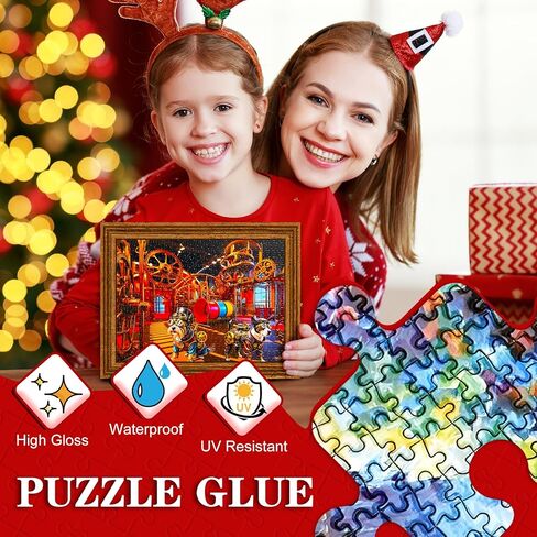 Jigsaw Puzzle Glue with Applicator, Puzzle Mounting Kit with 2 Brushes, Toxic-Free, Fast Drying, Long-Lasting, Clear Puzzle Sealant for Puzzles up to 5000 Pieces, Suitable for Various Puzzle Frames in Kuwait