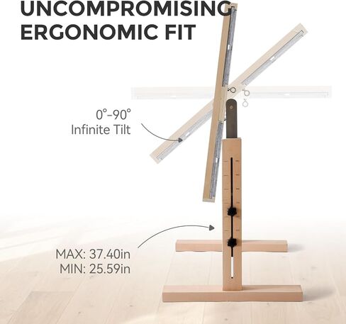 Youuys Ergonomic 1500 Piece Puzzle Table, Premium Solid Beechwood Jigsaw Board (34"x26"), Standing Height Adjustable & 90° Tilting Design for Neck Care, 360° Swivel Detachable Top with 4 Drawers in Kuwait