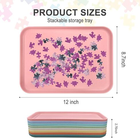 Puzzle Sorting Trays, 12 x 8.7 Inch Stackable Puzzle Sorter Trays, 8 Pack Puzzles Accessories for Sorting & Organizing Pieces in Kuwait