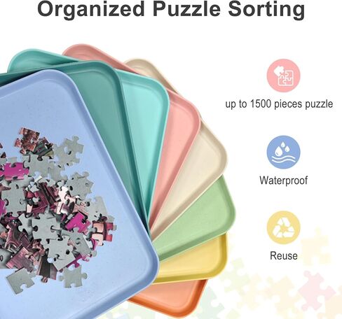Puzzle Sorting Trays, 12 x 8.7 Inch Stackable Puzzle Sorter Trays, 8 Pack Puzzles Accessories for Sorting & Organizing Pieces in Kuwait