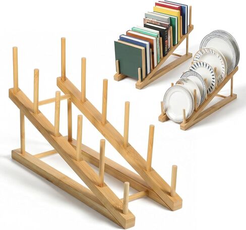 3 قطع حامل كتب خشبي من 5 طبقات للعرض، حامل لوحة مقاس 11.8 × 5.1 × 7.87 بوصة لعرض رف الأطباق الخشبي، رفوف تخزين فنية متعددة الأغراض مضادة للانزلاق لتجفيف اللوحات والصور والألغاز in Kuwait