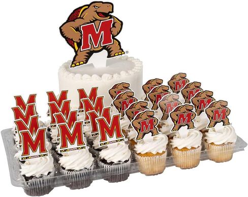 Desert Cactus University of Maryland Cupcake Topper and Cake Toppers Set - UMD Terrapins 25 Pcs Food Party Supplies, Decorations, Graduation and Game Day in Kuwait