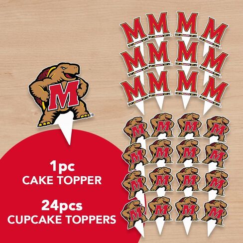 Desert Cactus University of Maryland Cupcake Topper and Cake Toppers Set - UMD Terrapins 25 Pcs Food Party Supplies, Decorations, Graduation and Game Day in Kuwait