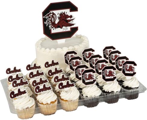 مجموعة أغطية الكب كيك وأغطية الكيك من جامعة صبار الصحراء في كارولينا الجنوبية - USC Gamecocks 25 قطعة من لوازم حفلات الطعام والديكورات والتخرج ويوم اللعب in Kuwait