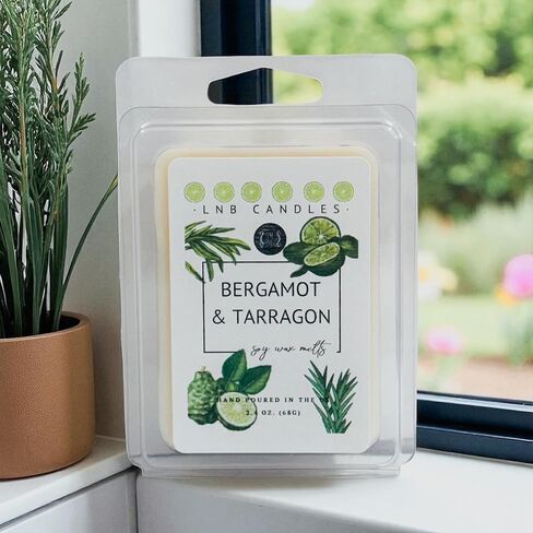 3 PACK Bergamot Tarragon Wax Melts – Hand Poured Soy Wax Cubes with Essential Oils – Made in USA, Clean Ingredients, Long Lasting Scent, Herbal & Citrus Home Fragrance in Kuwait