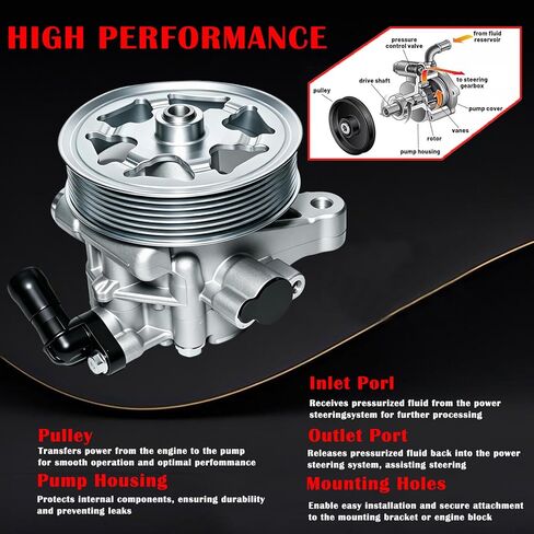مضخة توجيه كهربائية مع بكرة، متوافقة مع Honda Accord 2008 2009 2010 2011 2012 L4 2.4L، استبدال 21-5495 56100-R40-A01 in Kuwait