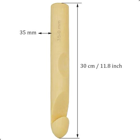 1Pcs 35mm Wood Huge Crochet Hook, Large US Size Y, Big Crochet Hooks Needles for Giant Chunky Yarn, DIY Yarn Craft,Nice Gift for Women Adults Kids Children Beginners in Kuwait