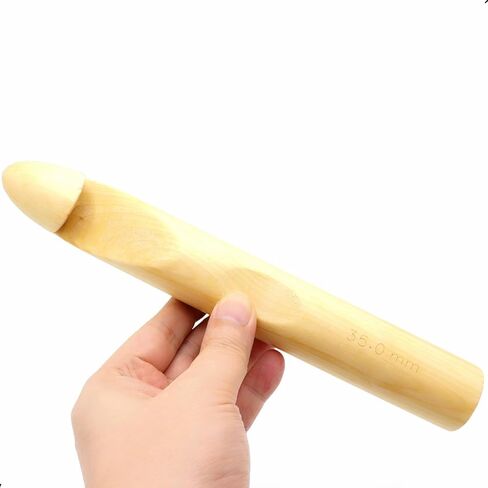 1Pcs 35mm Wood Huge Crochet Hook, Large US Size Y, Big Crochet Hooks Needles for Giant Chunky Yarn, DIY Yarn Craft,Nice Gift for Women Adults Kids Children Beginners in Kuwait