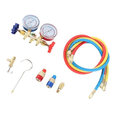 Air Conditioning Pressure Gauge Durable and Erosion Proof 3 Way AC Diagnostic Manifold Gauge Set for Freon Charging with Adhesive Nylon Hose for HVAC Professionals in Kuwait