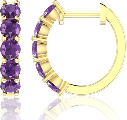 Belinda Jewelz 10K الصلبة الذهب هوب الأقراط الأحجار الطبيعية جولة قطع جوهرة القرط للنساء الكفة هوب الأحجار الكريمة هيبوالرجينيك خفيفة الوزن الأقراط هدية غرامة مجوهرات الإكسسوار in Saudi Arabia