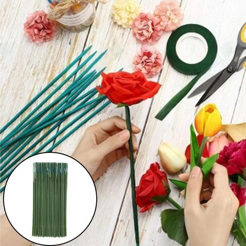 100 قطعة من قضبان الزهور البلاستيكية مقاس 17 سم و25 سم، مثالية للباقات اليدوية وديكور الزفاف والحرف اليدوية وترتيبات الزهور in Kuwait